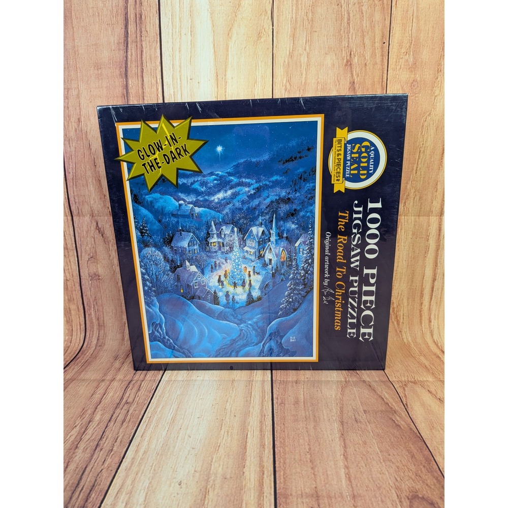 Vintage 1995 The Road To Christmas 1000 Piece Glow In The Dark Puzzle